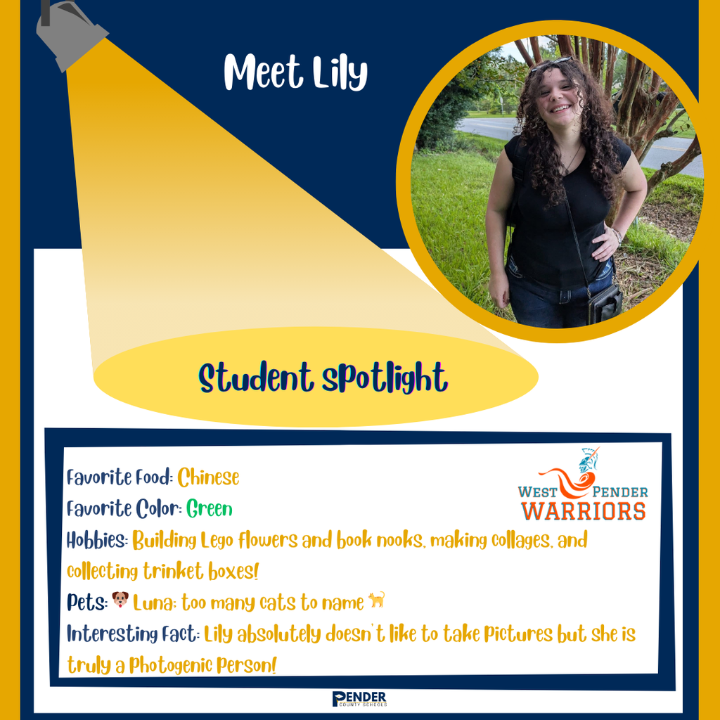 student spotlight lily west pender middle