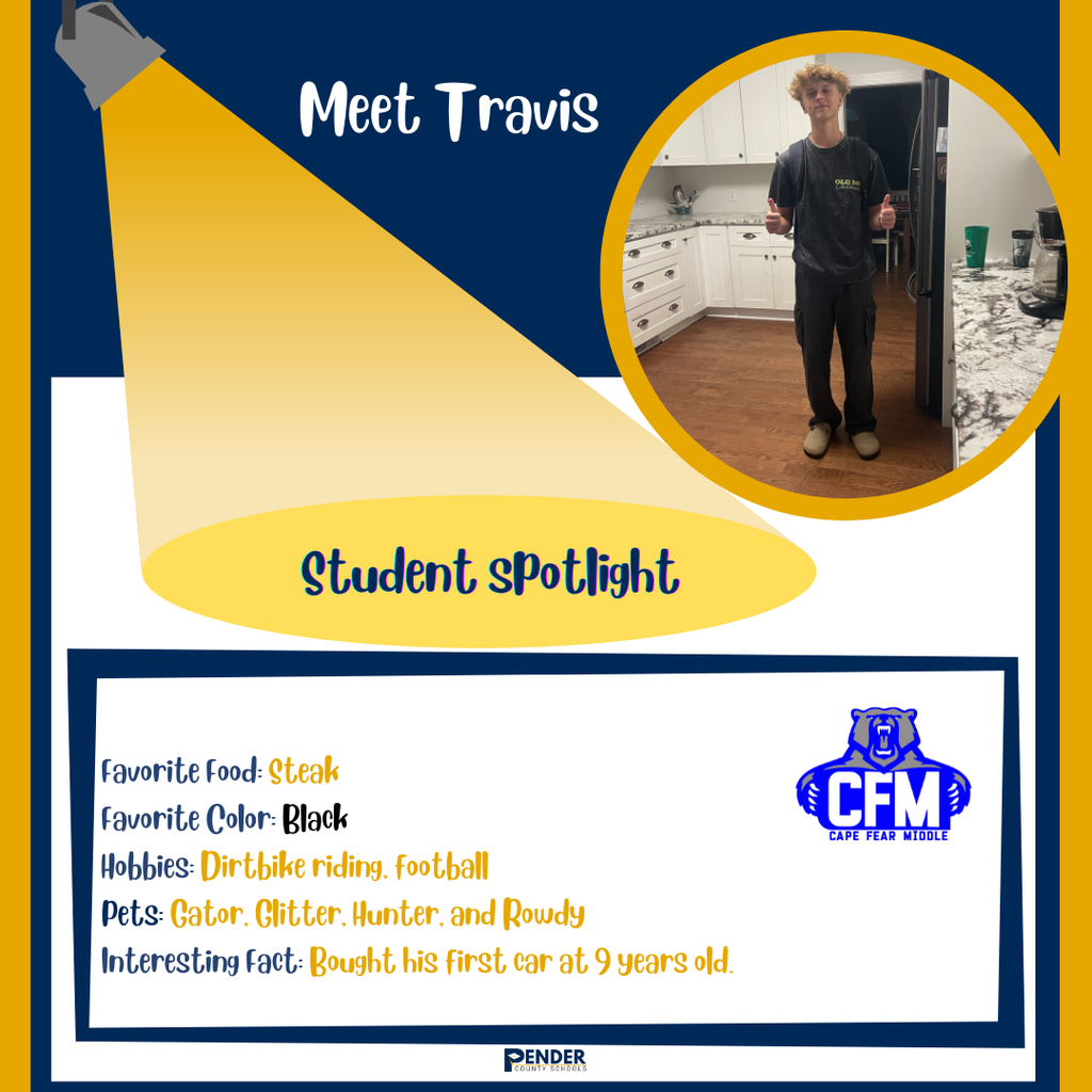 student spotlight travis cape fear middle