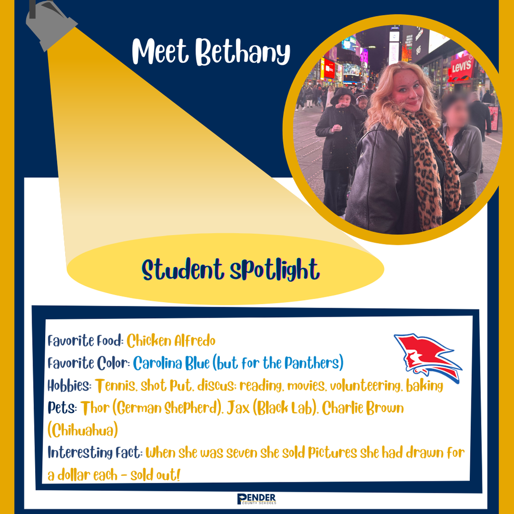 student spotlight bethany pender high