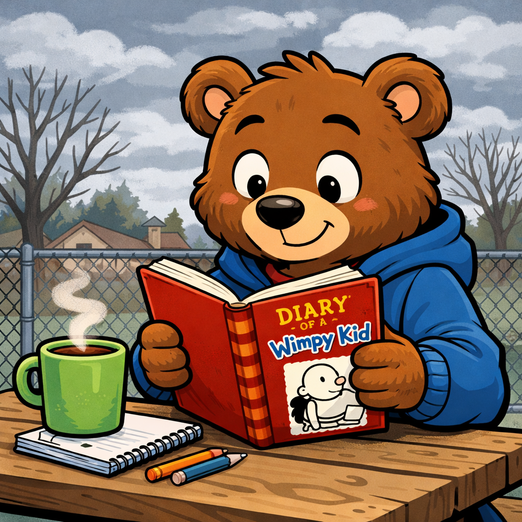 Reading on a cool winter's day.