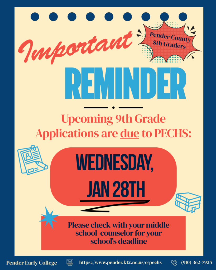PECHS Application are Due for all 8th grade students