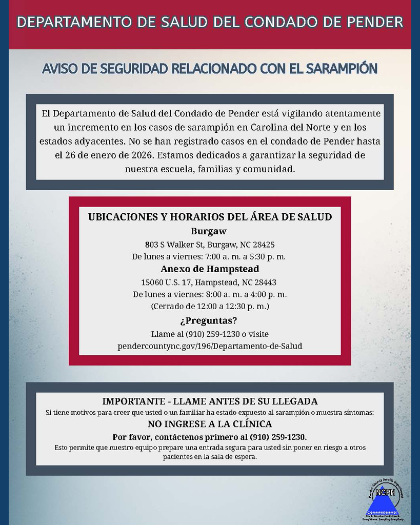 PCHD Measles Information (Spanish)