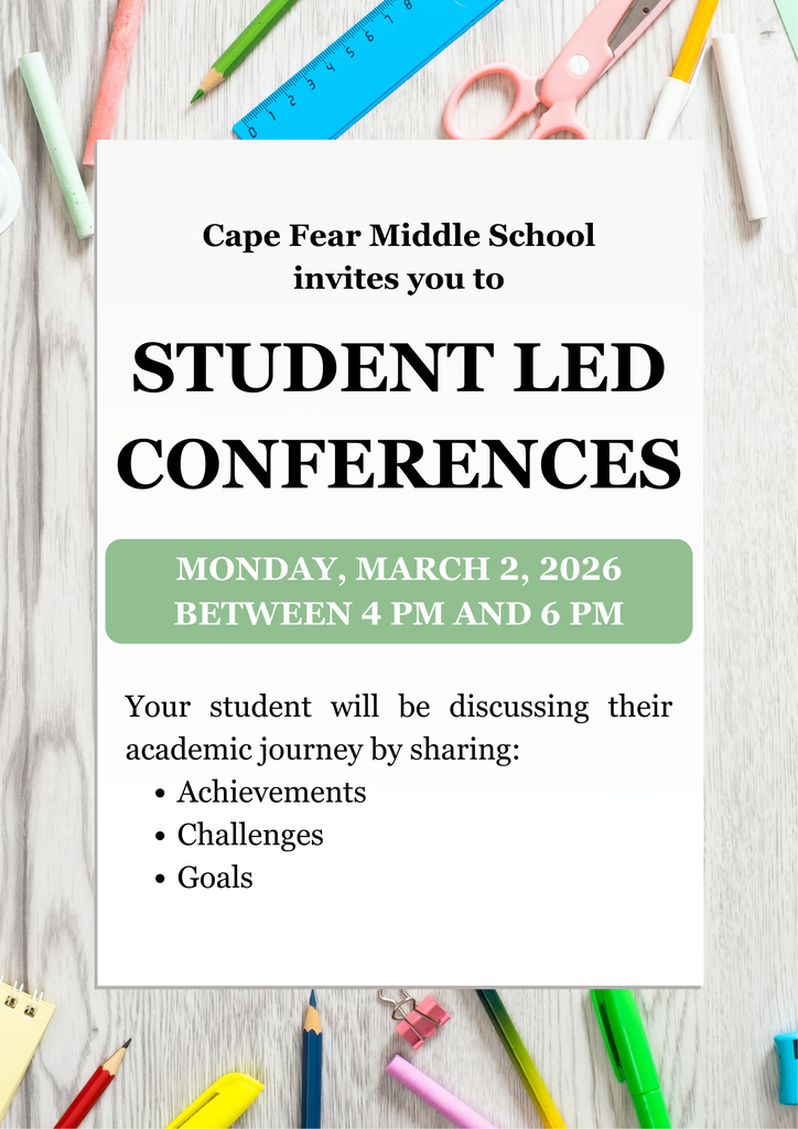 Student-led conferences rescheduled to Monday, March 2nd.
