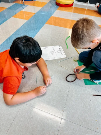 first graders working in super bowl classroom activities