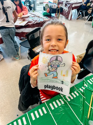 first graders working in super bowl classroom activities