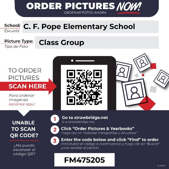 picture of cell phone with qr code to scan for ordering class pictures