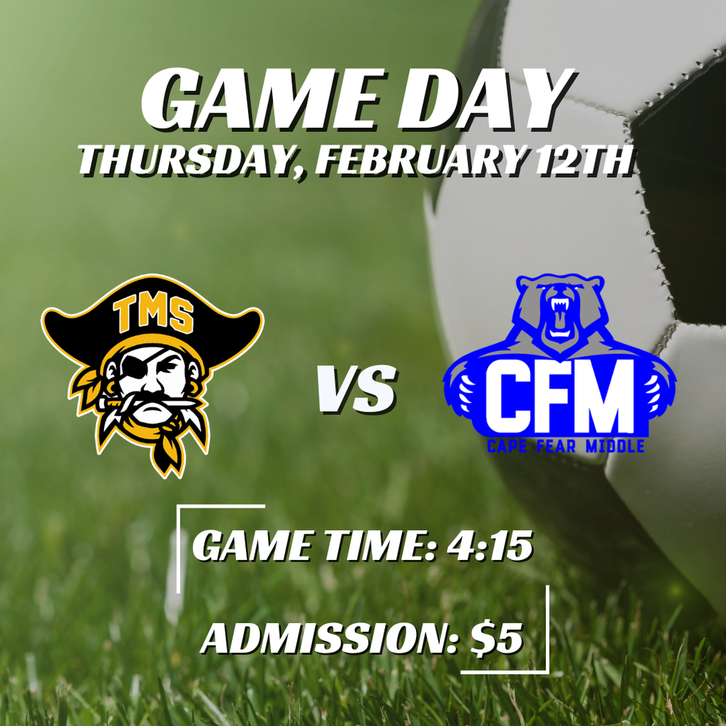 Boys soccer home game against TMS tomorrow, Thursday, February 12th at 4:15