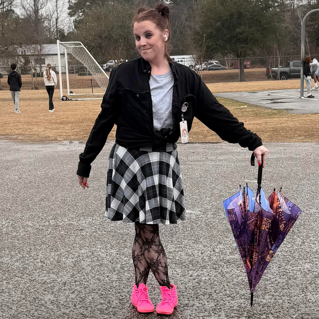 teacher dressed for spirit week