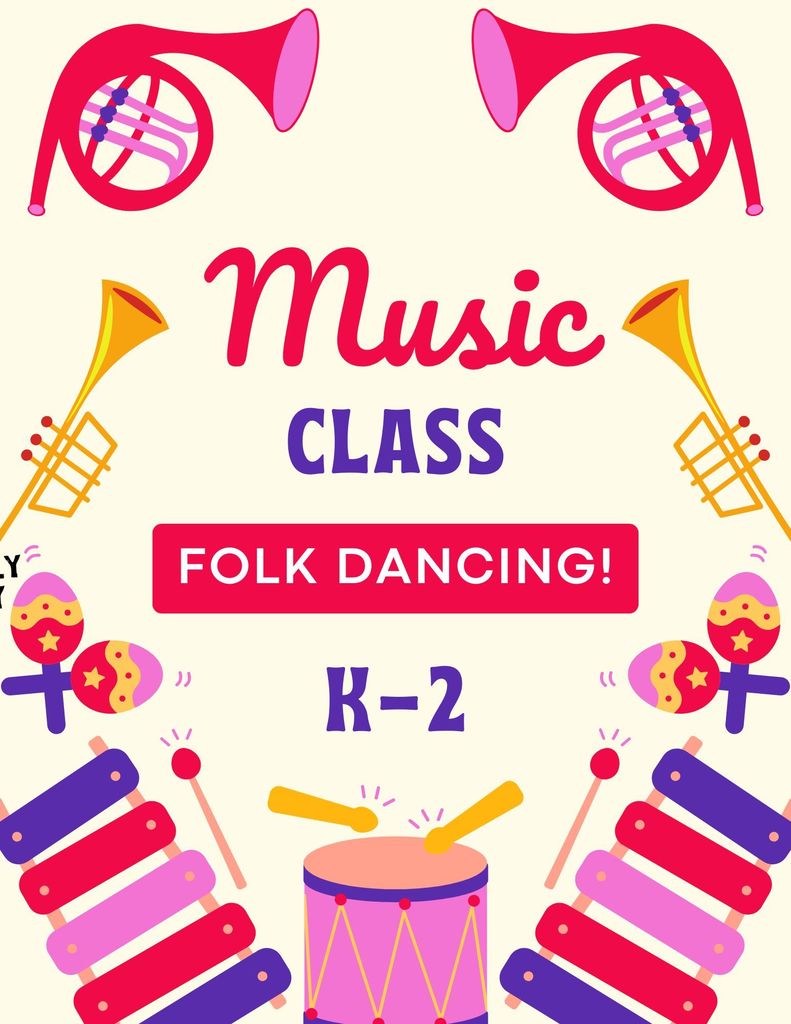 Pink Purple Colorful Playful Illustrative Music Class Flyer