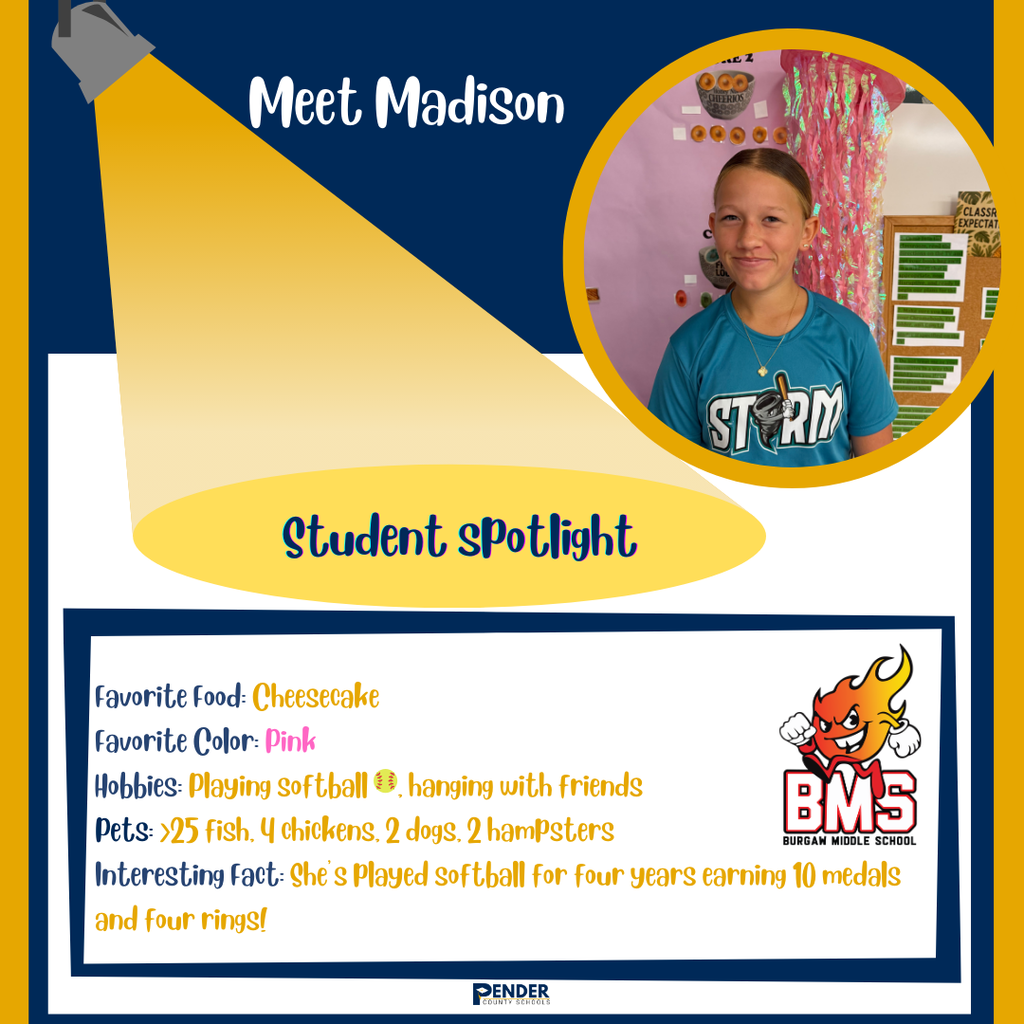 student spotlight madison burgaw middle