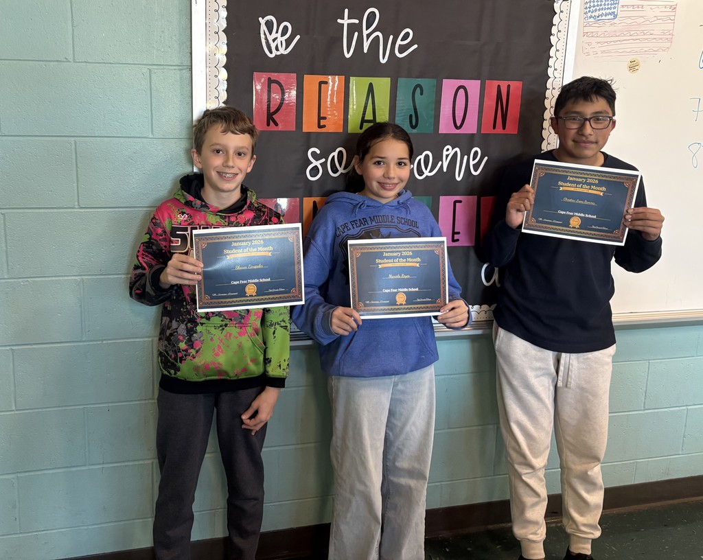 7th grade students of the month for January.