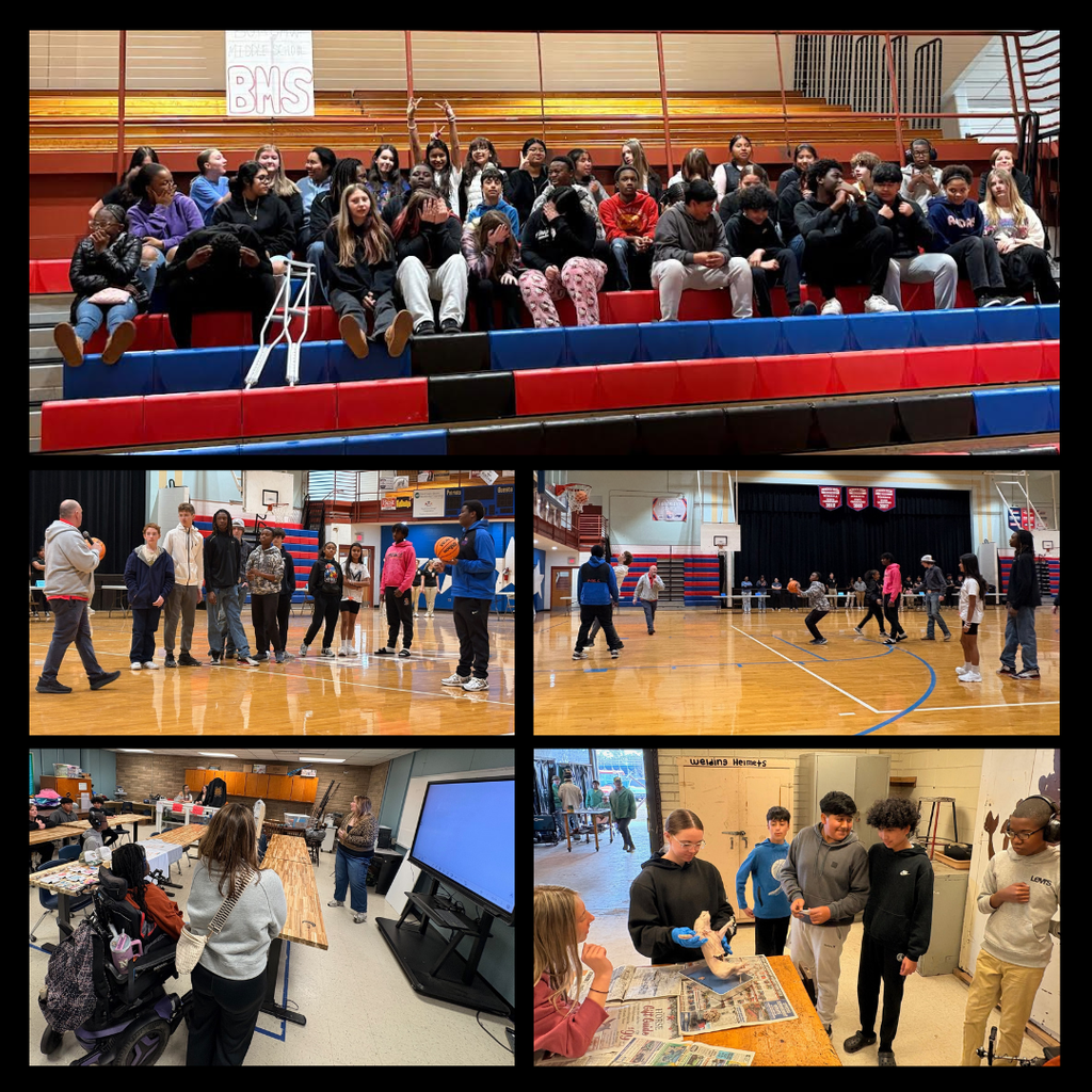 students visiting high school on a field trip