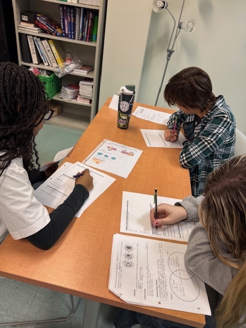 students working on review