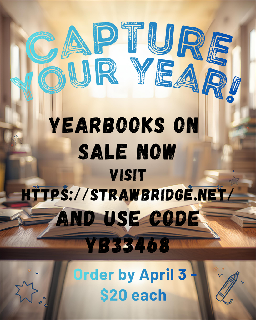 room and books in background with info about ordering a yearbook online