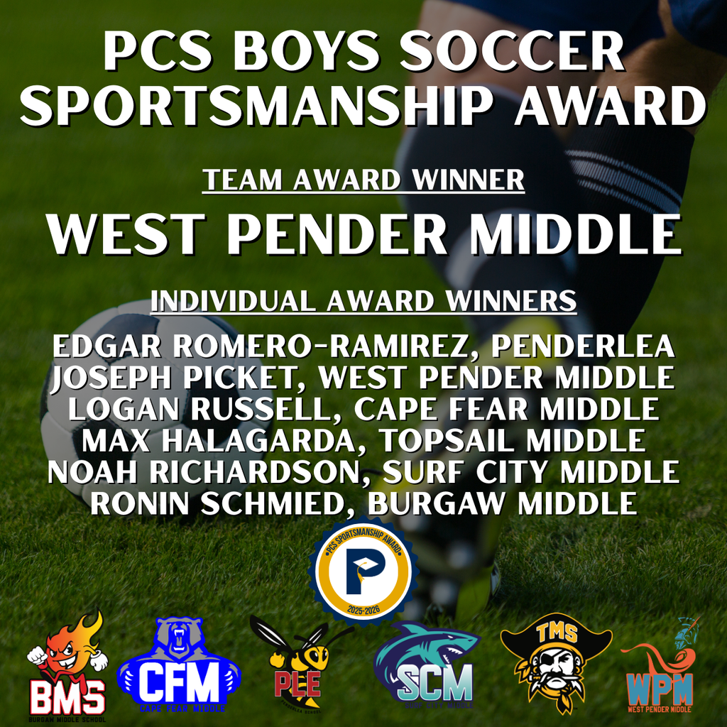 Logan Russell wins an Individual Award for PCS Boys Soccer.