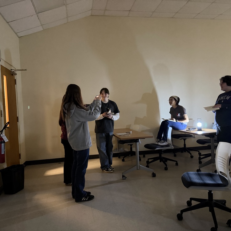 students recording their scene