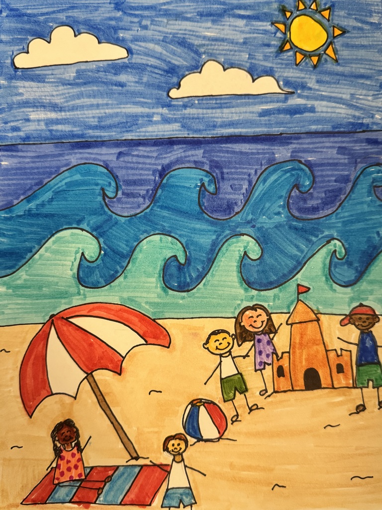 Kindergarten art work of the beach