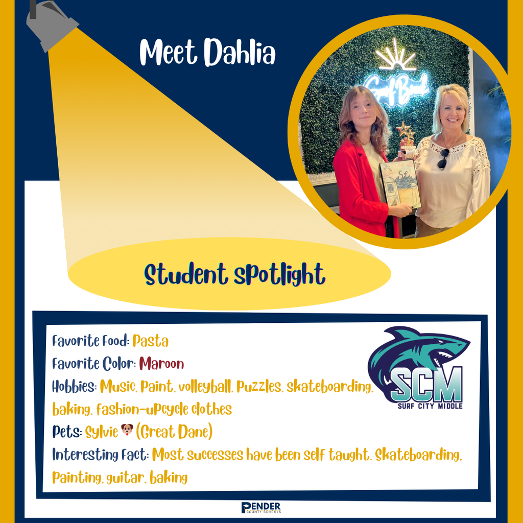 student spotlight Dahlia Surf City middle