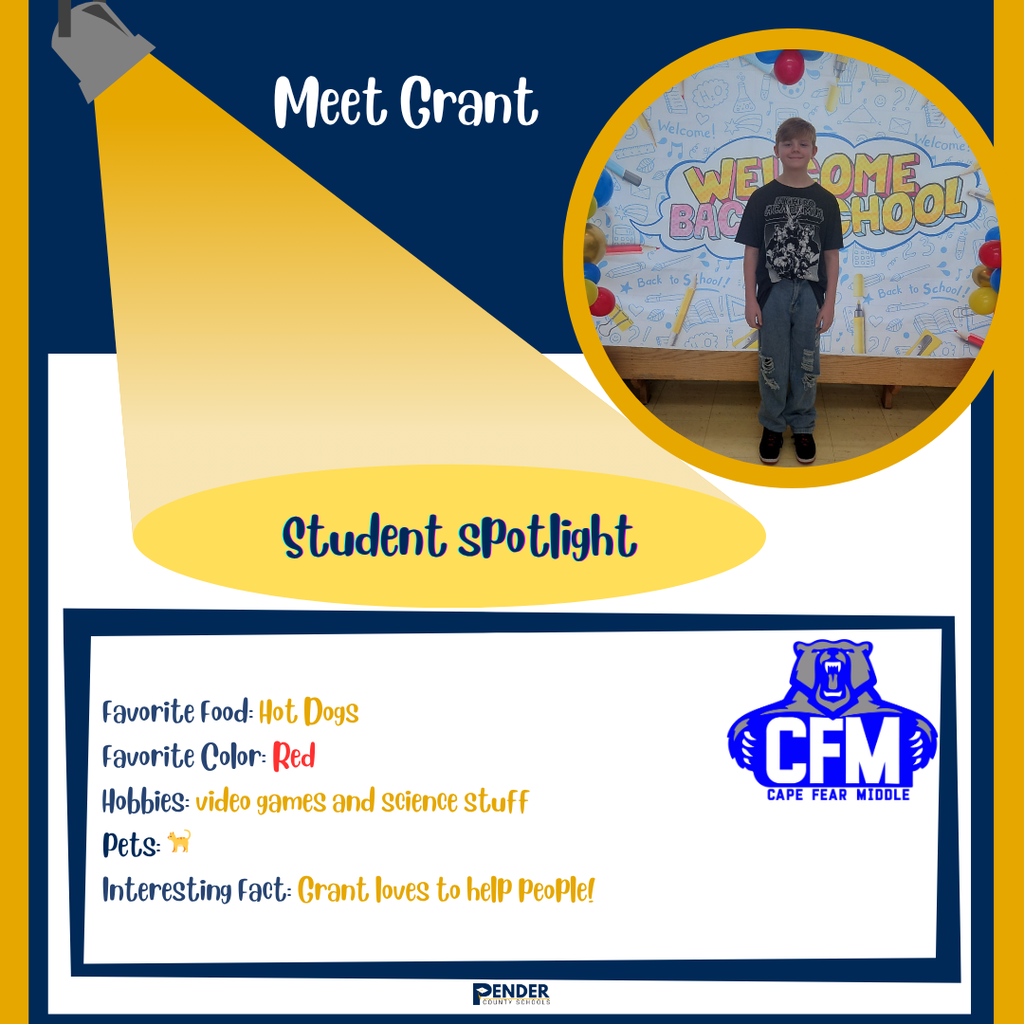 student spotlight grant cape fear middle