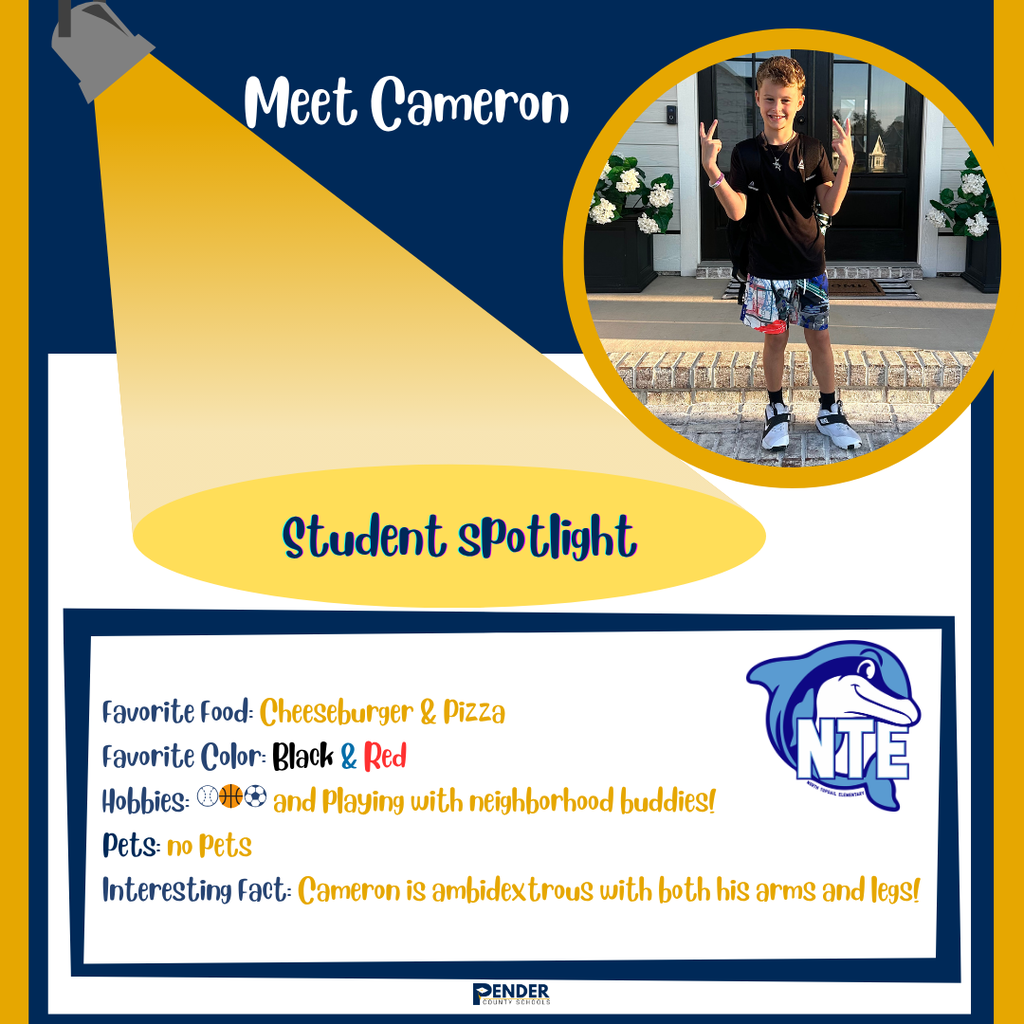 student spotlight cameron north topsail elementary
