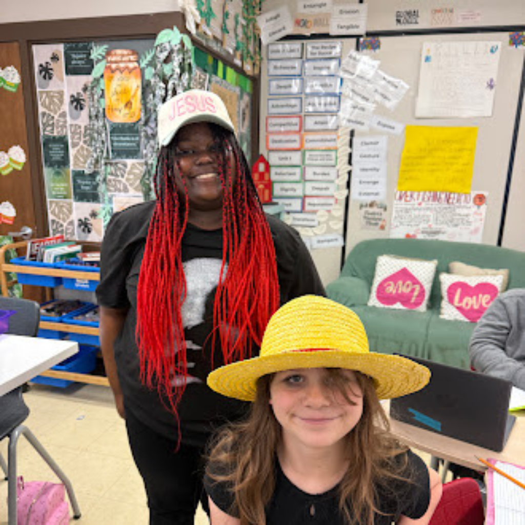 students wearing hats