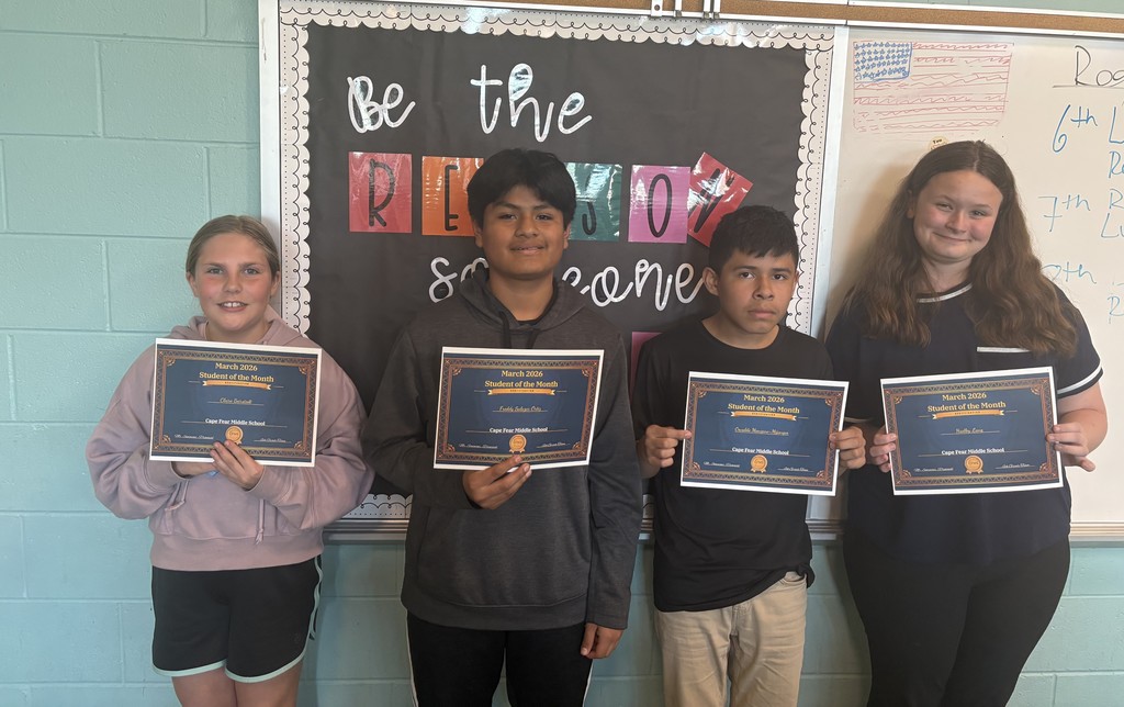 6th grade students of the month for March