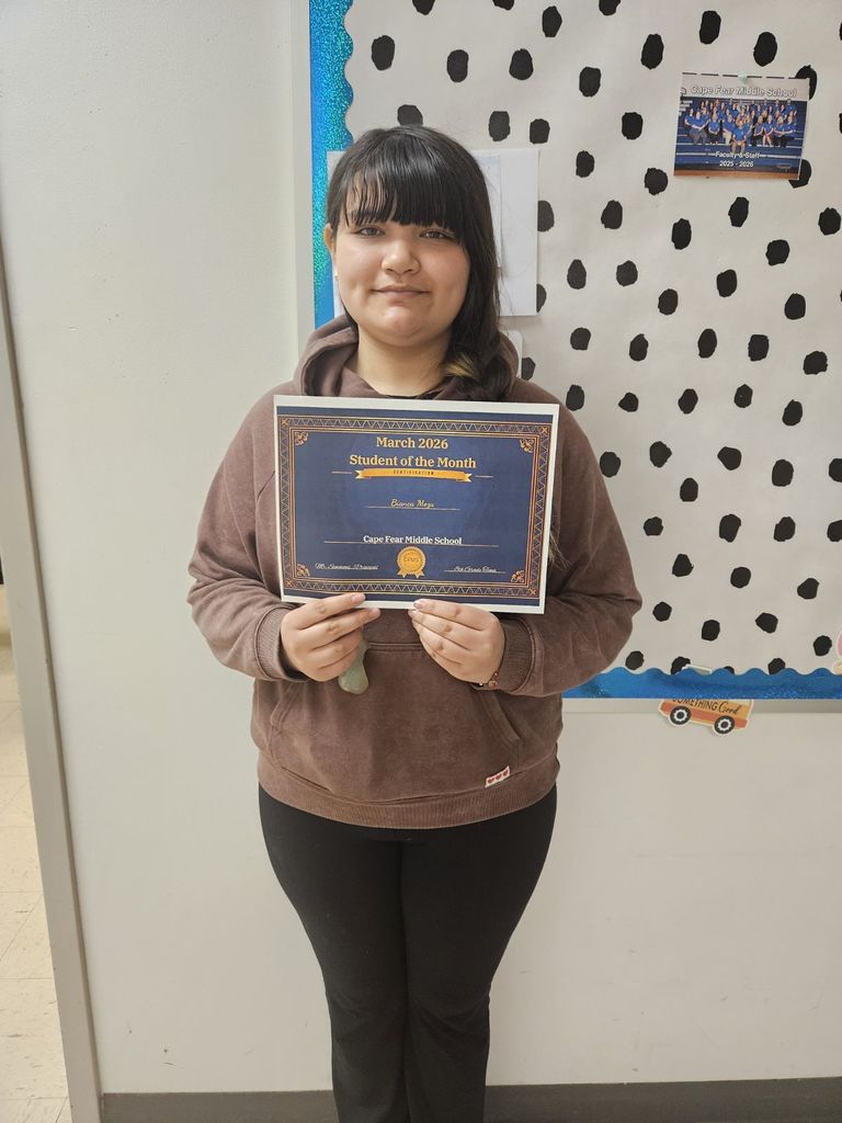 8th Grade Students of the Month for March.