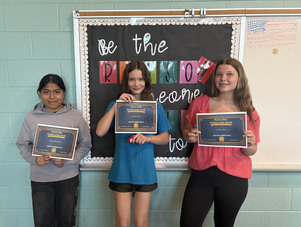8th Grade Students of the Month for March.