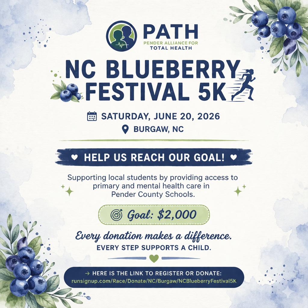PATH BLUEBERRY FESTIVAL 5K PROMOTIONAL FLYER
