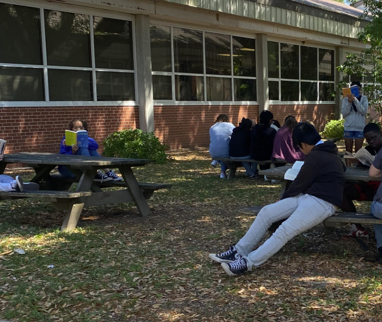 Reading outside on this beautiful day! 