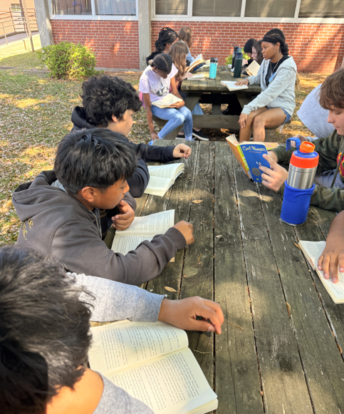 Reading outside on this beautiful day! 