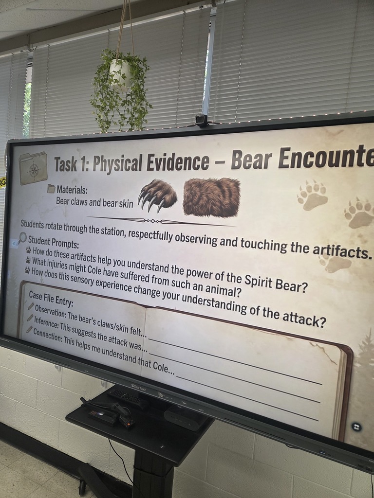Students explored a sensory experience using real bear paws and claws.