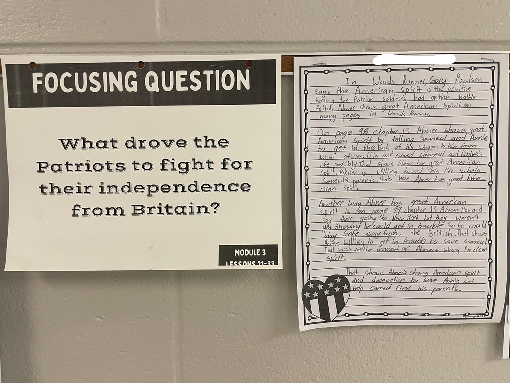 student work hanging in the hallway