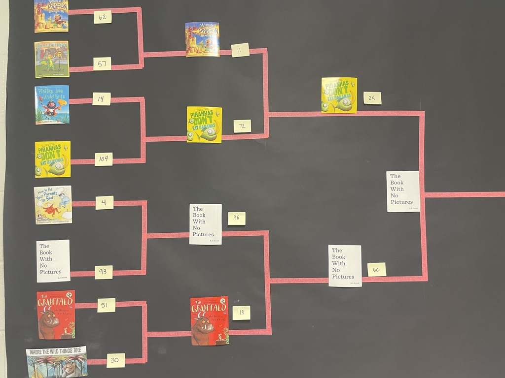 student work hanging in the hallway