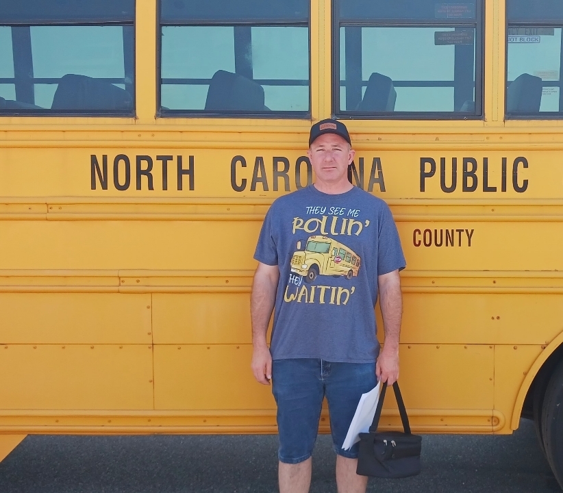 kevin whaley, bus driver, at the district bus roadeo event