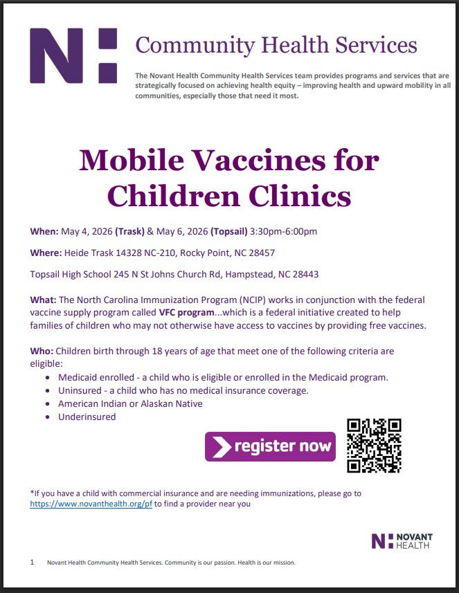 Mobile Vaccines available.  