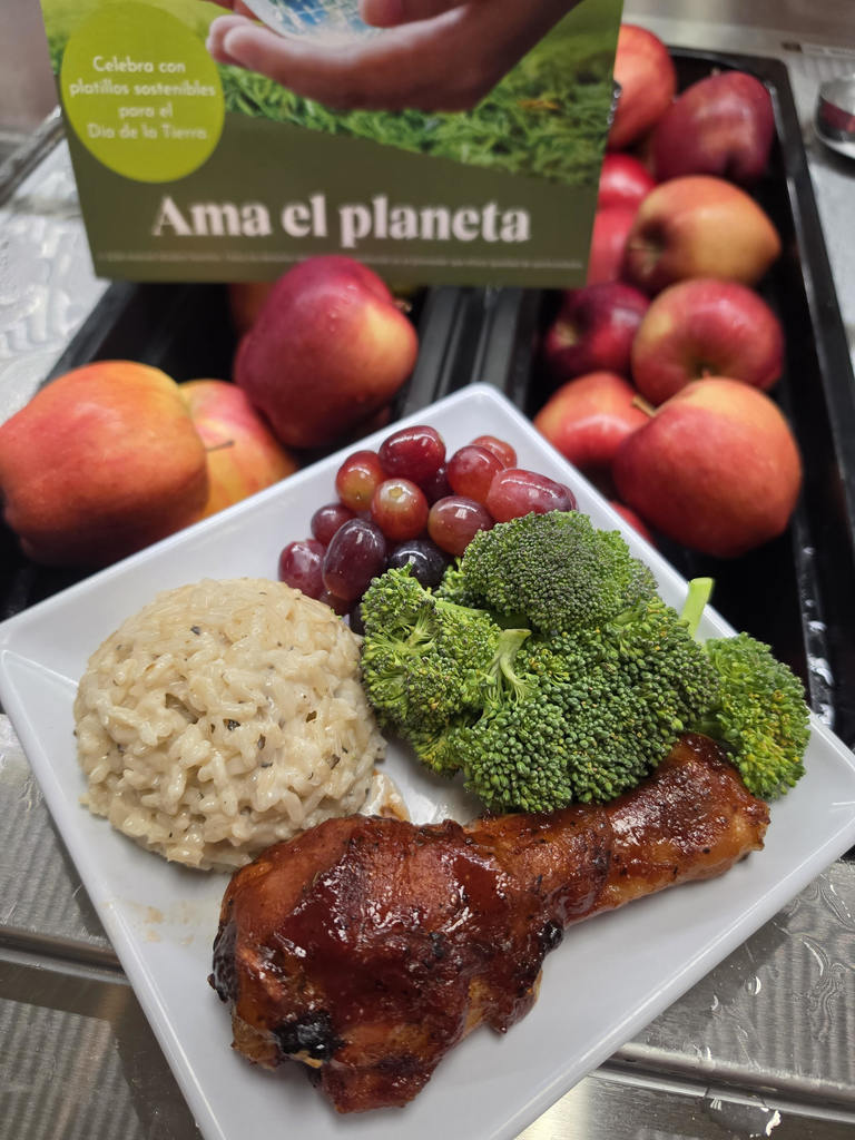 Rocky Point Elementary BBQ drumstick and creamy rice plate