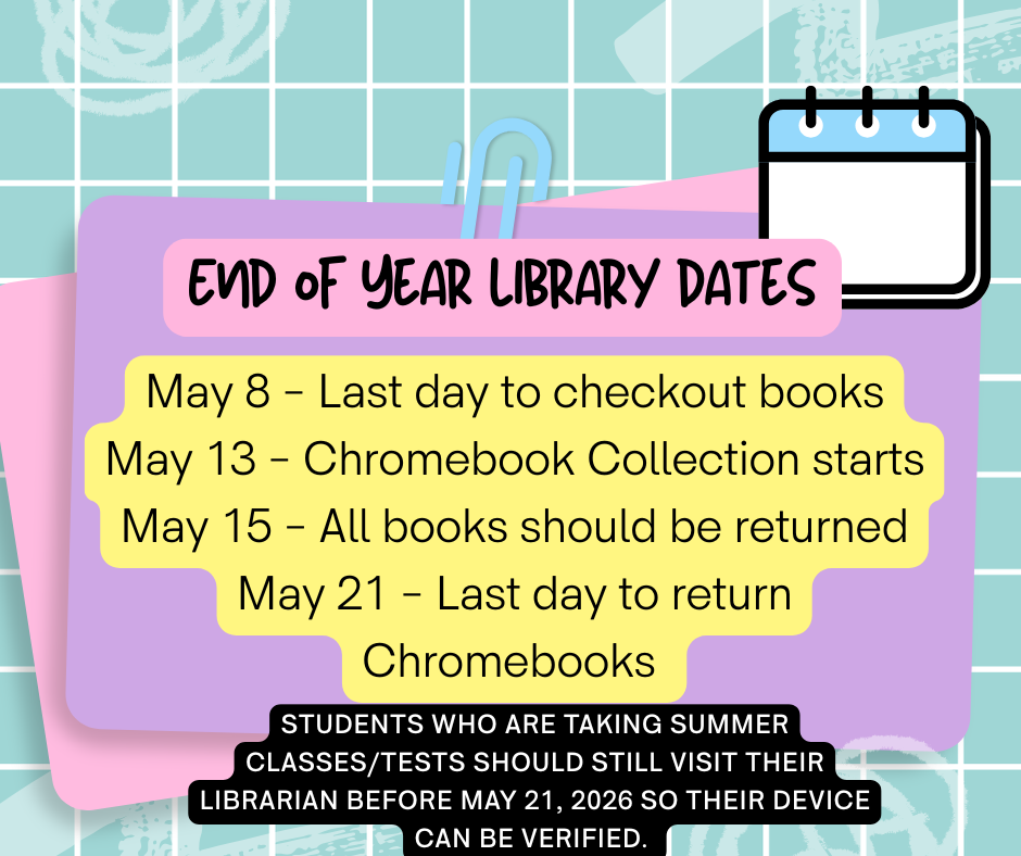 End of Year Library Dates