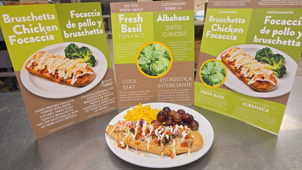 Heide Trask High School served Bruschetta Chicken Focaccia 