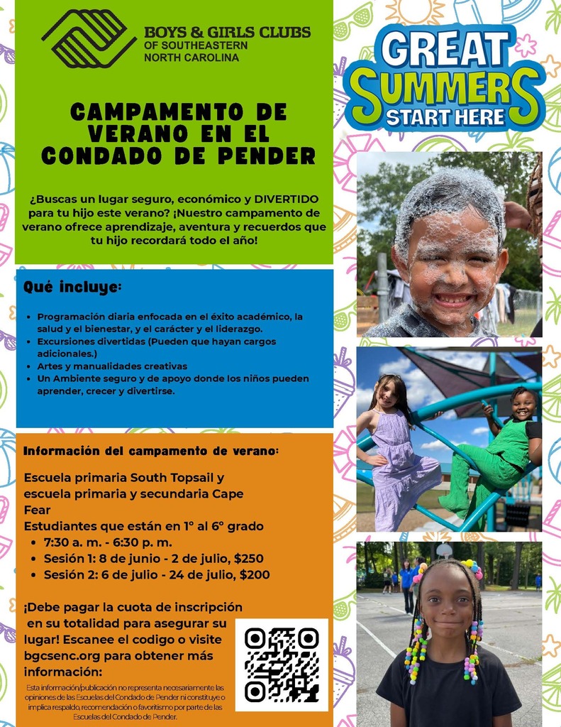 boys & girls club summer camp flyer (Spanish)