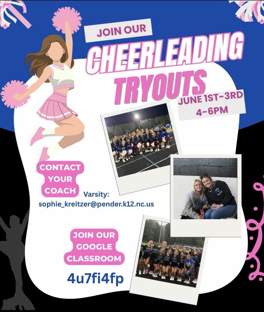 Cheerleading tryouts for Heide Trask:  June 1st-3rd from 4-6pm