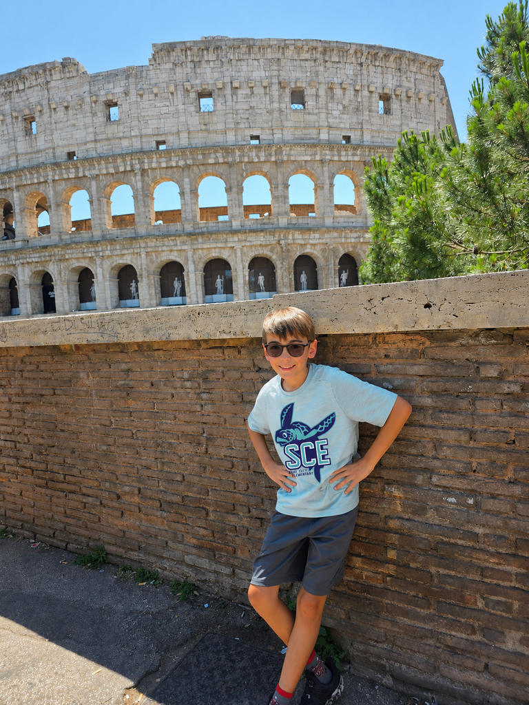 student wearing a SCE Tshirt