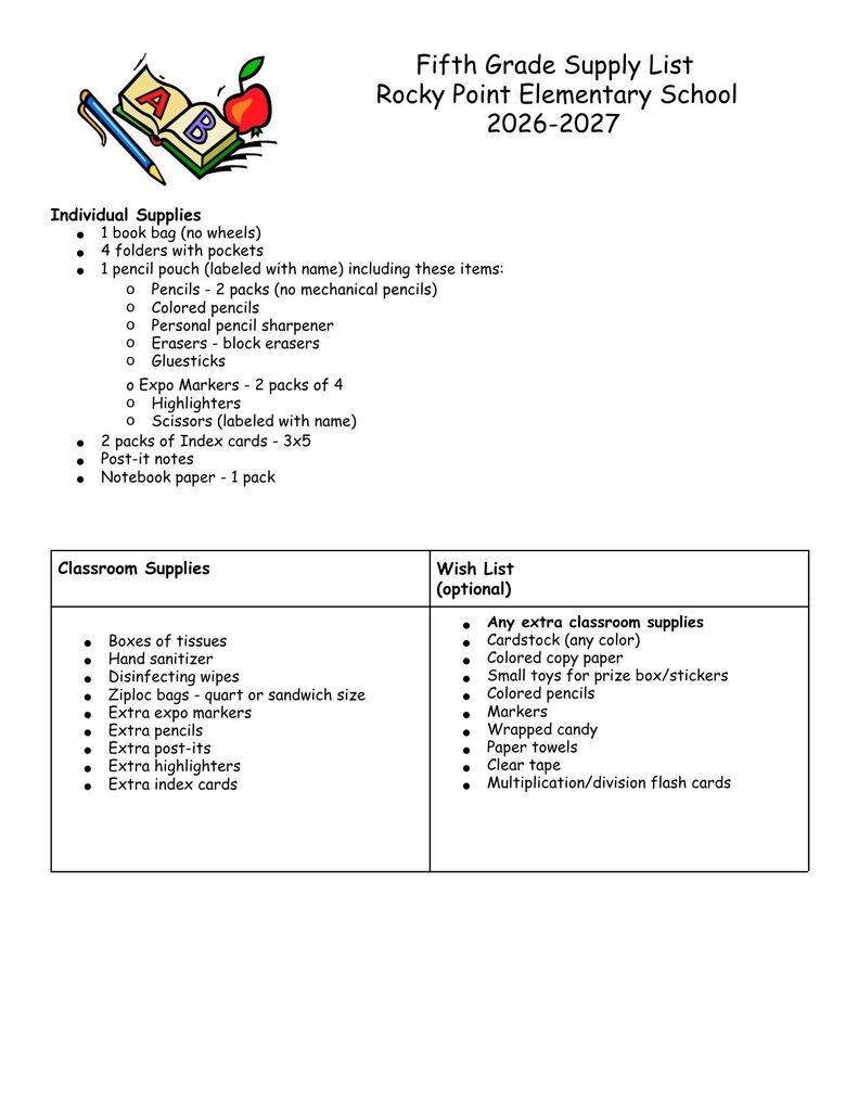 supply list