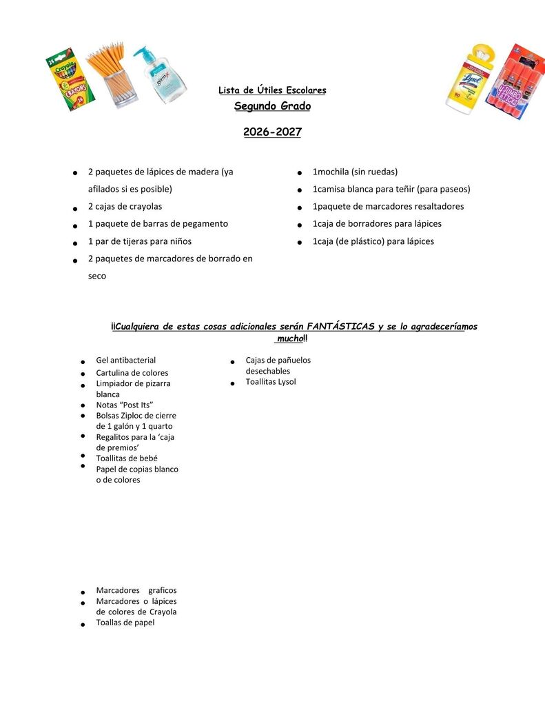 supply list