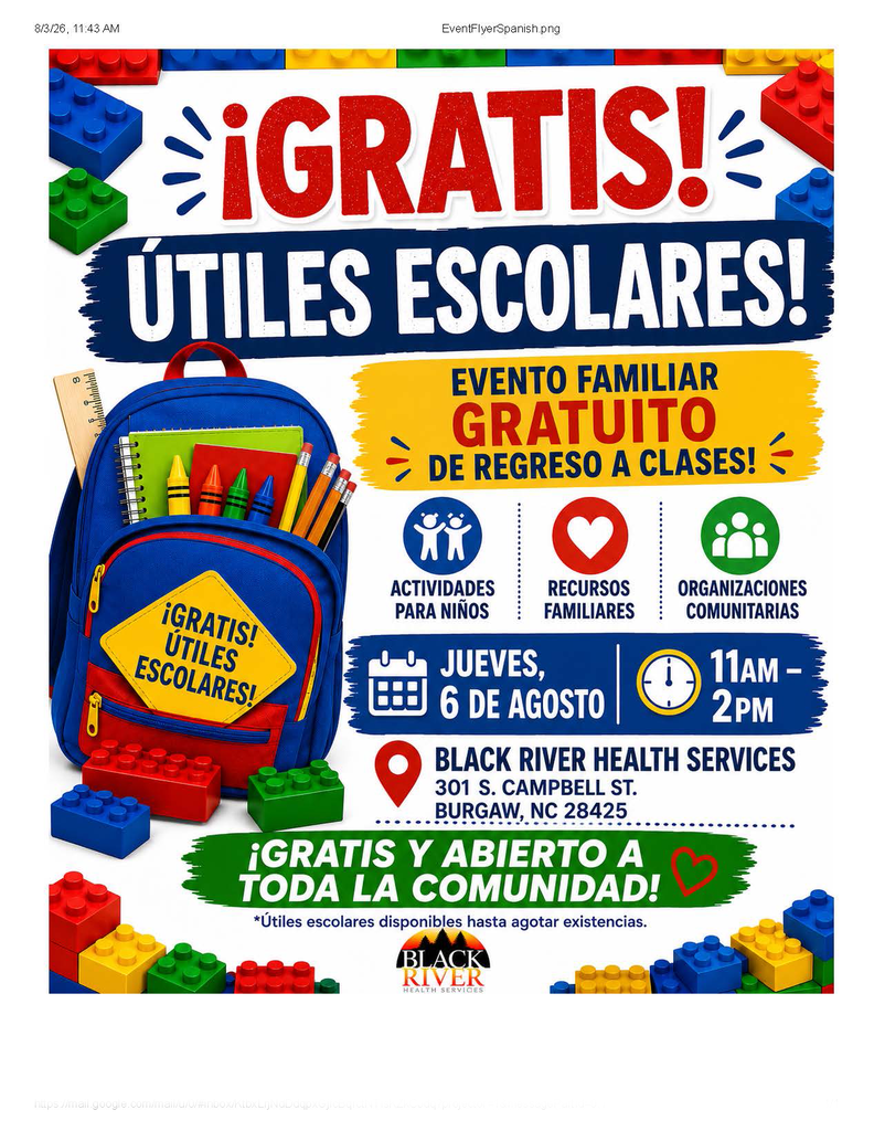 Black River Health School Supplies (Spanish)