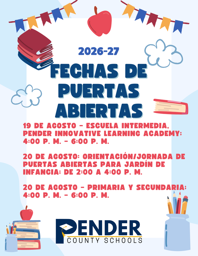 2026-27 open house dates (spanish)