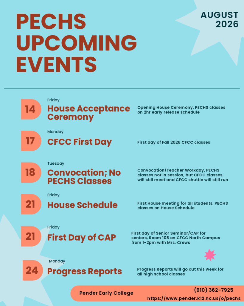 PECHS August Calendar
