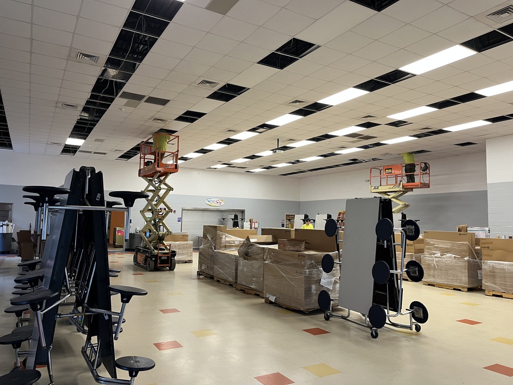 C.F. Pope lighting work in the cafeteria