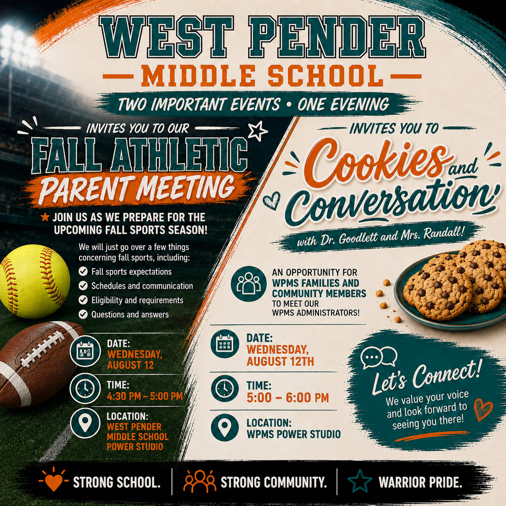 Athletic Parent Meeting and Cookies and Conversation!