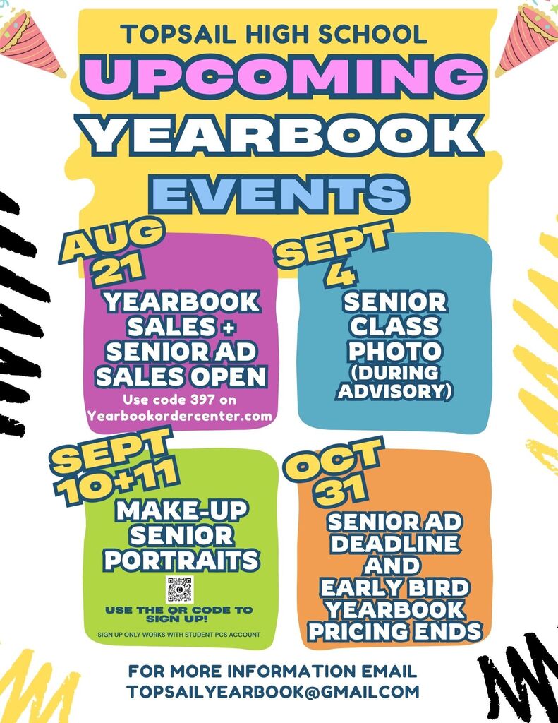 Upcoming Dates for Yearbook